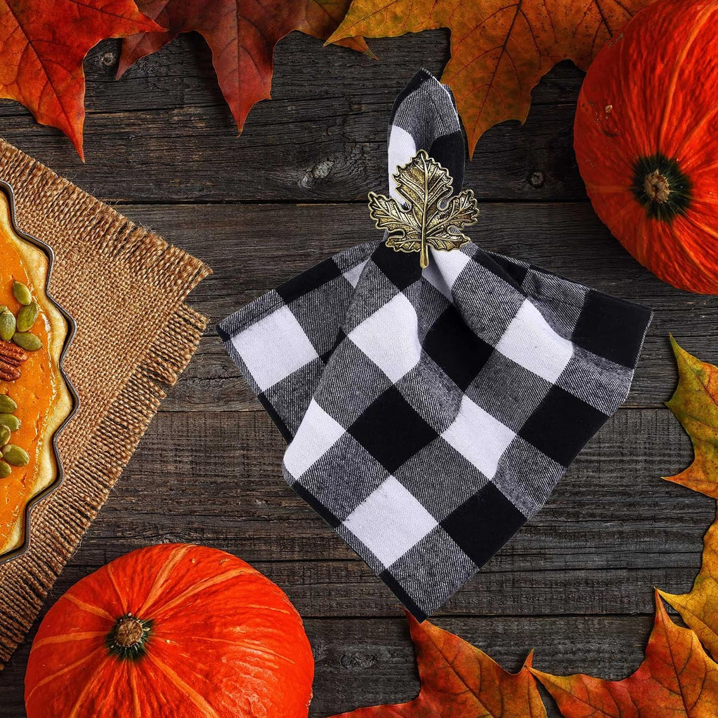 Maple Leaf Napkin Rings, Vintage Alloy Napkin Holder for Fall Thanksgiving Day Theme Party and Autumn Table