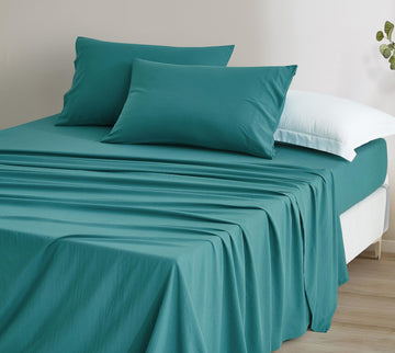 Washed Sheet Set - 4-Piece Extra Soft Breathable Wrinkle & Fade Resistant 14-Inches Deep Pocket Sheets &