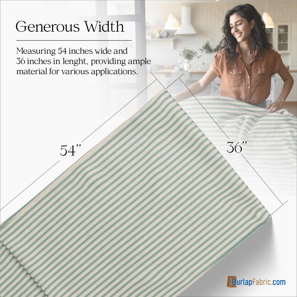 Turquoise Striped Ticking Fabric by the Yard - 54" Wide 100% Cotton Material for Upholstery, Pillow Ticking, Plaid &