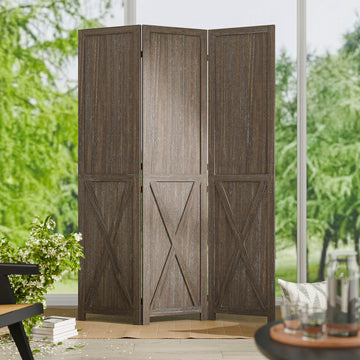 3 Panel Folding Room Divider, Solid Wood Privacy Screen, Freestanding Partition Wall, Temporary Wall