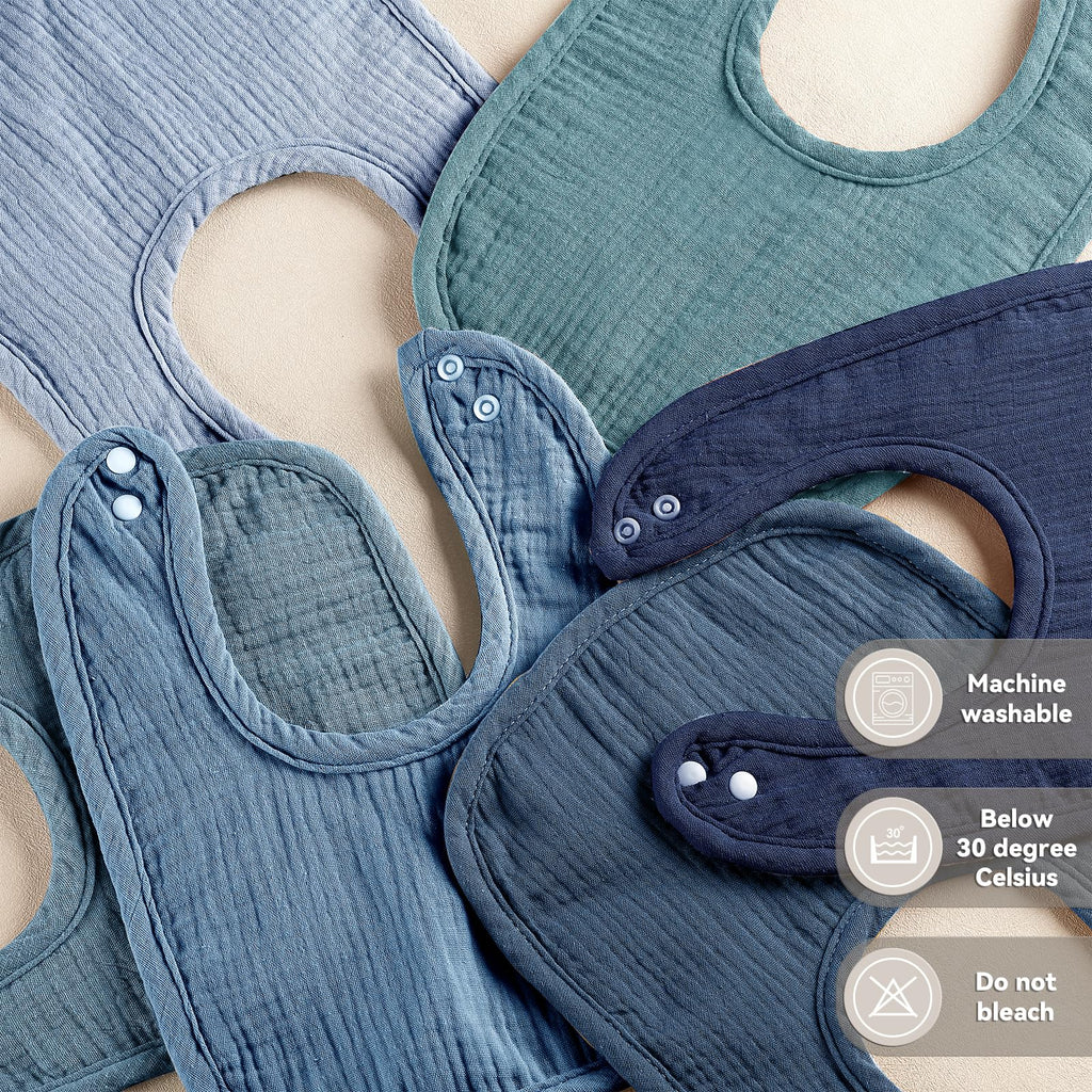 Muslin Cotton Baby Bibs for Unisex Boys Girls, Drooling & Teething & Eating