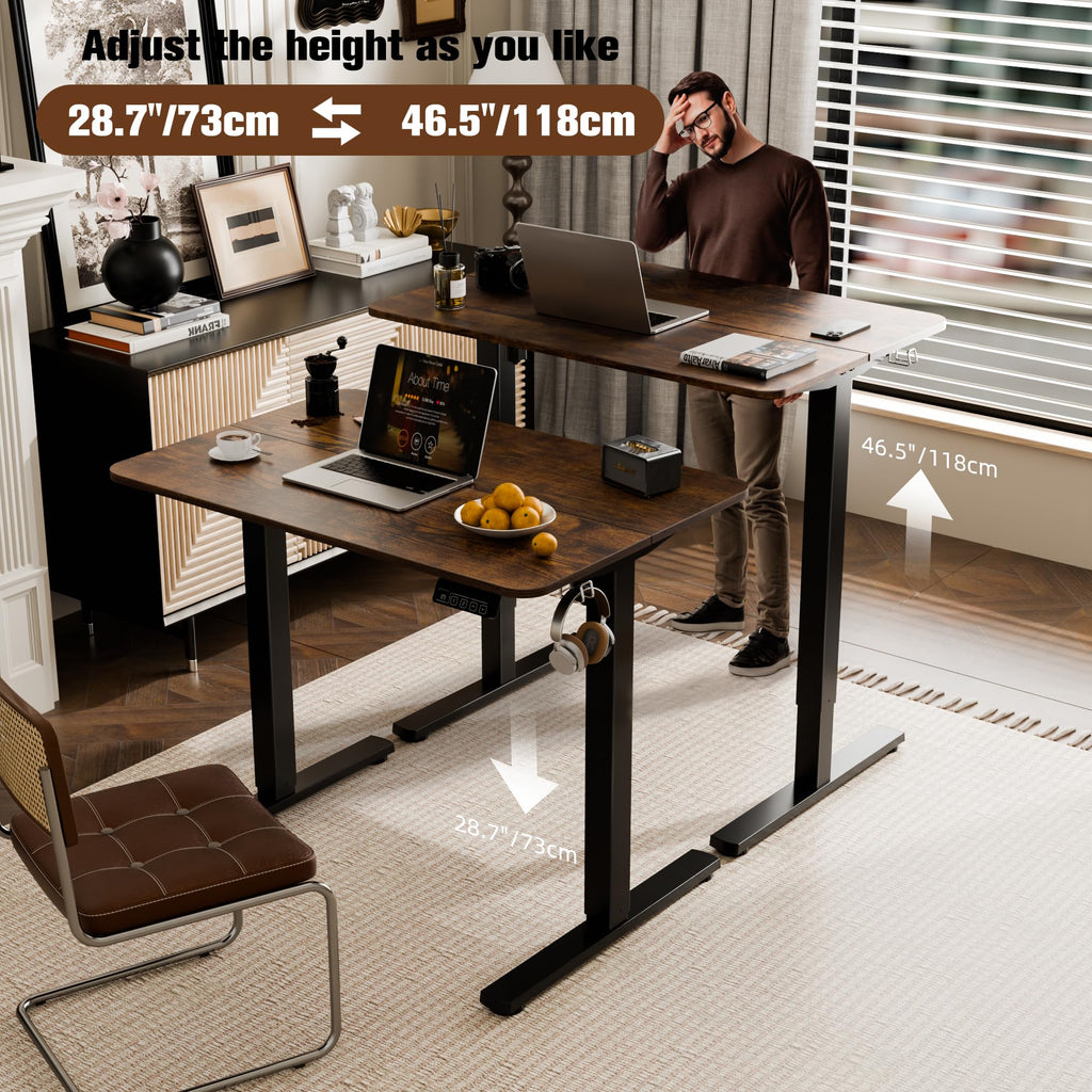 Small Standing Desk, 35"x24" Height Adjustable Sit-Stand Home Office, Brown