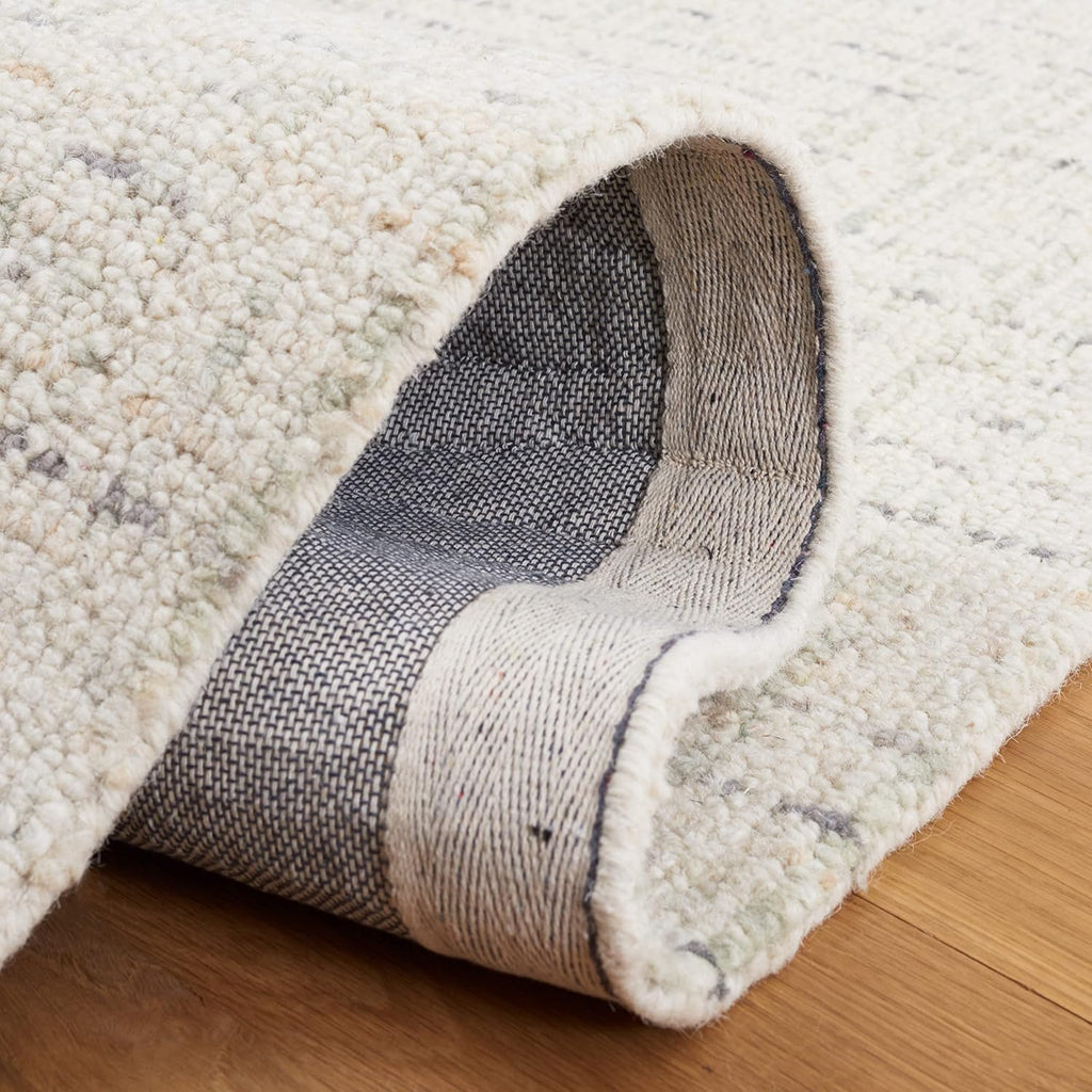Abstract X-Large Area Rug - 11' x 15', Ivory & Light Grey, Handmade Wool