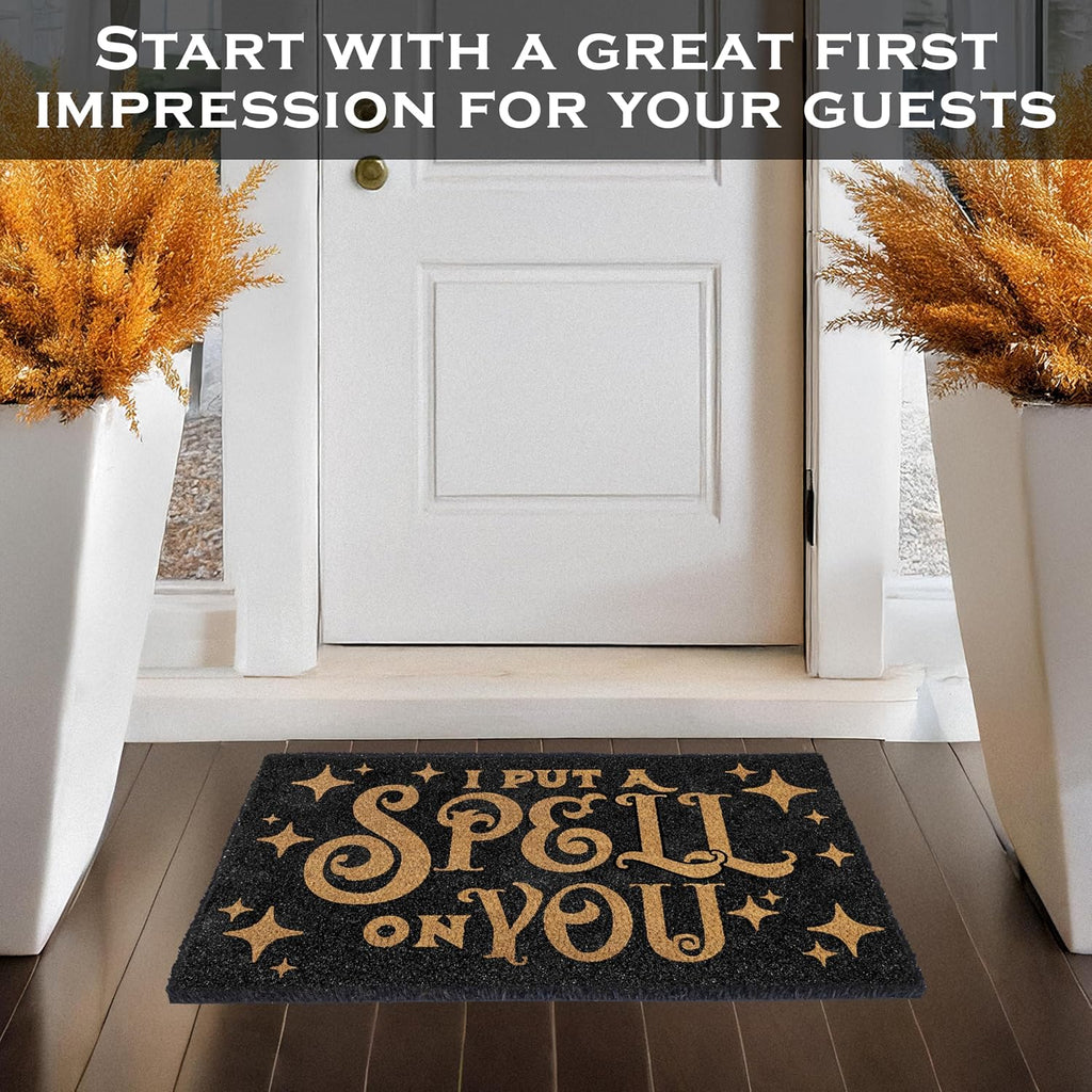 I Put a Spell on You Welcome Mat 30x17 Inch, Hocus Pocus Doormat Coir Fall | Natural Fiber, Pvc Backing, Dirt