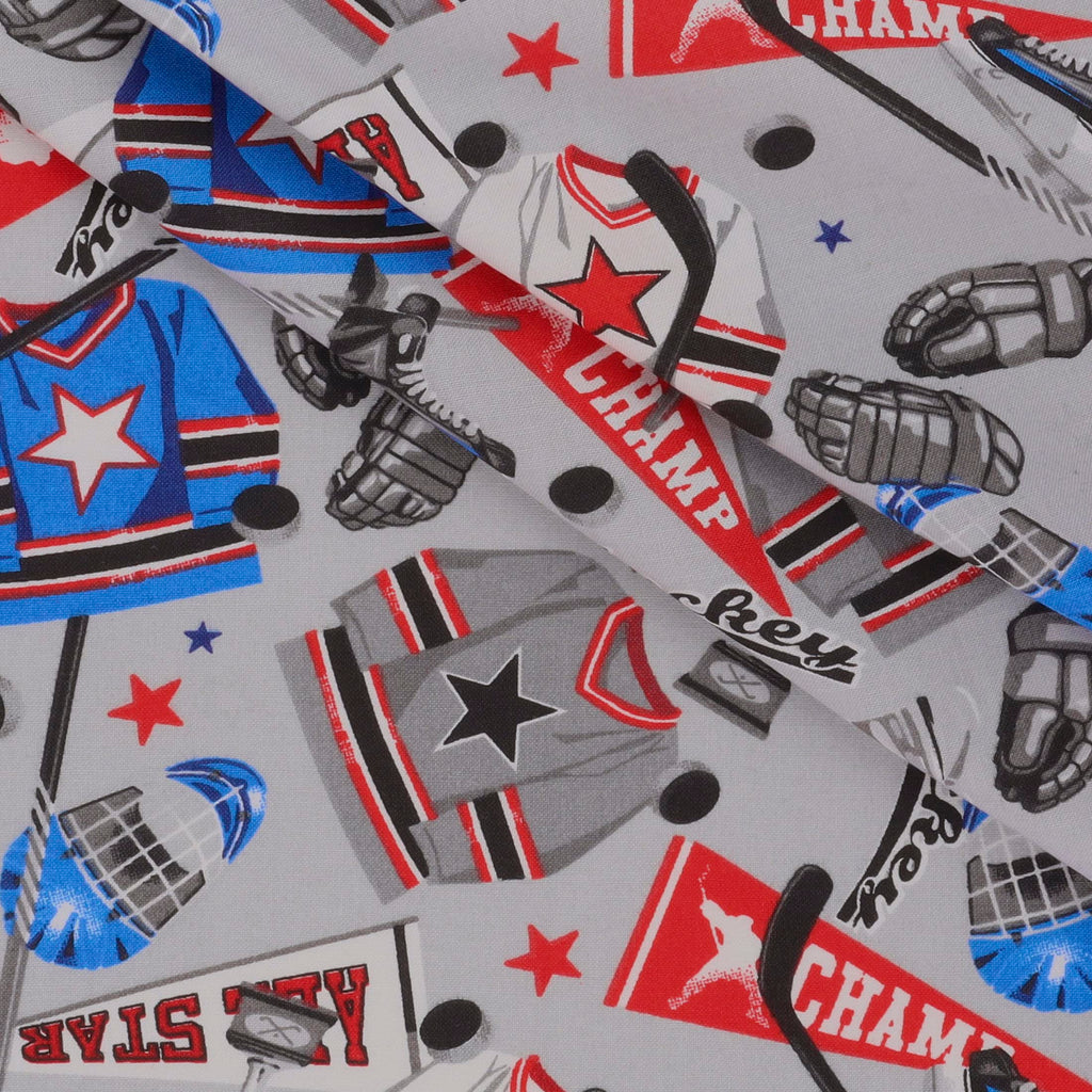 Cotton Hockey Gear Grey, Fabric by the Yard