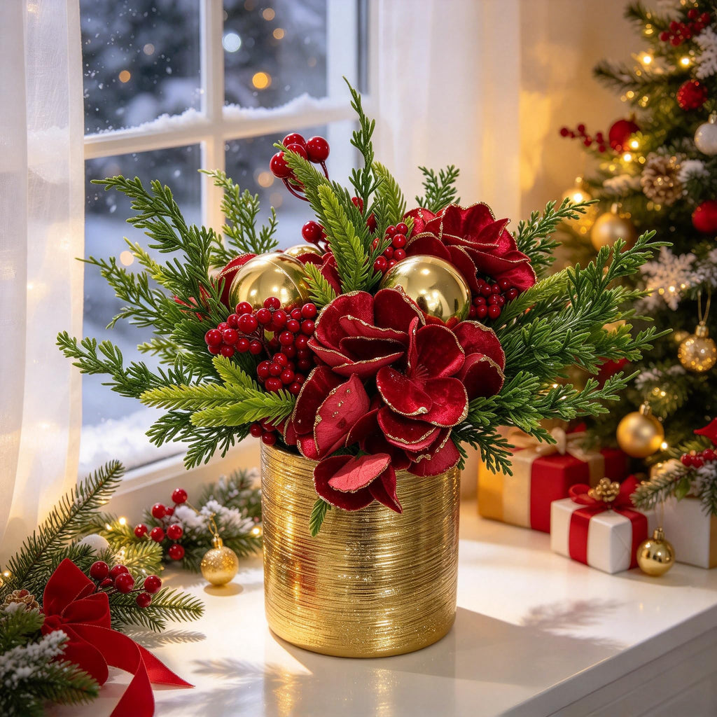 Mini Christmas Tree, Artificial Potted Christmas Tree for Tables Desk Decor