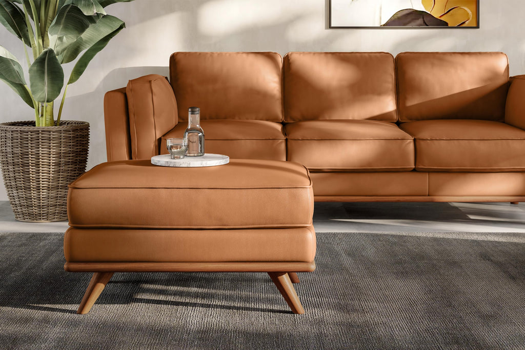 Artisan Ottoman Italian Nappa 11000 Top Grain Leather, Perfect Balance of Support and Comfort, Clean Lines, Sleek