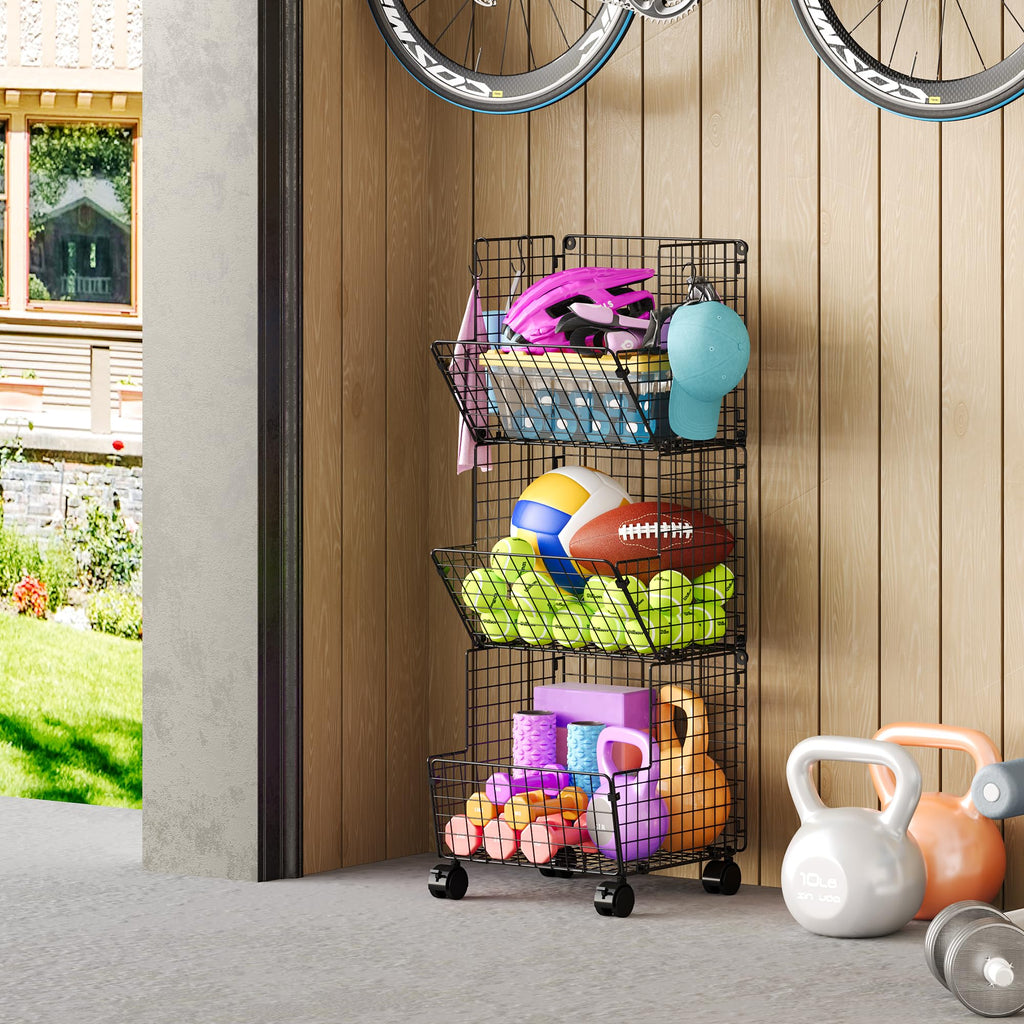 3 Tier Rolling Toy Organizer Cart with Wheels for Toy Storage