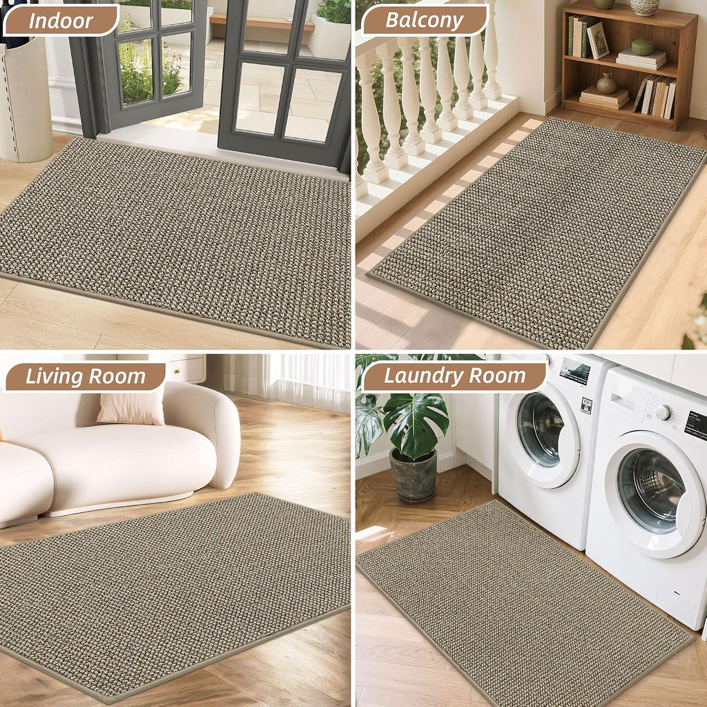 Dirt Trapper Door Mat 24" x 36", Non-Slip Washable, Light Beige | Doormats Entrance Mat Dirt Resistant and Absorbent