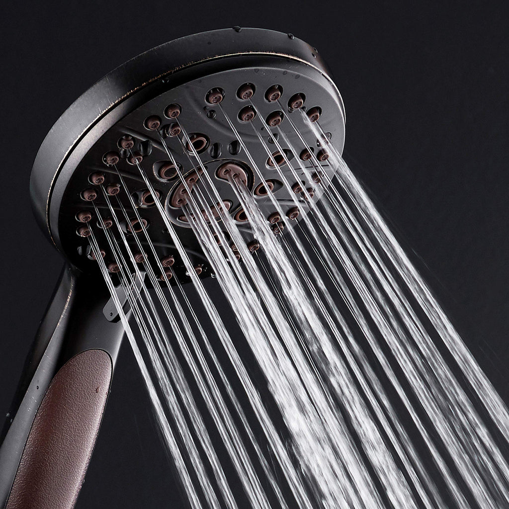 High Pressure 6-setting Luxury Handheld Shower Head, 6 Foot Stainless Steel Hose, Anti Clog Jets, Anti Slip Grip, Top