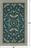 Teal 3x5 Entryway Rug - Door Rug Indoor for Large Kitchen, Living Room, Washable Low Pile Insect Déc