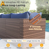Furniture Set with Fire Pit Table, 8 Piece Sectional Sofas, All-Weather Wicker Conversation for Garden