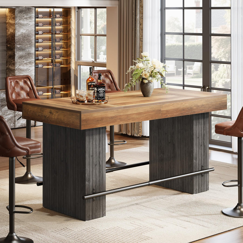 62.2 Inch Bar Table, Industrial Counter Height Pub Dining Table