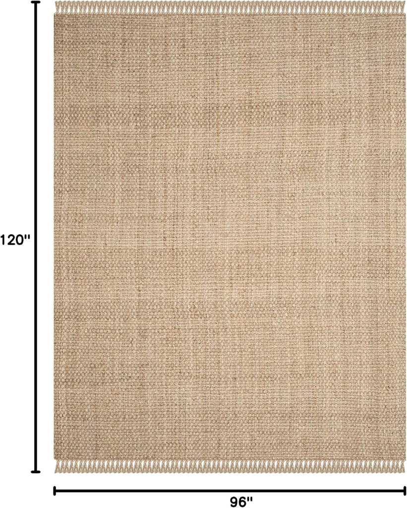 Area Rug - Natural Fiber Collection - Large - Natural, Handmade Jute, Tassel Design, Ideal, Dining Space
