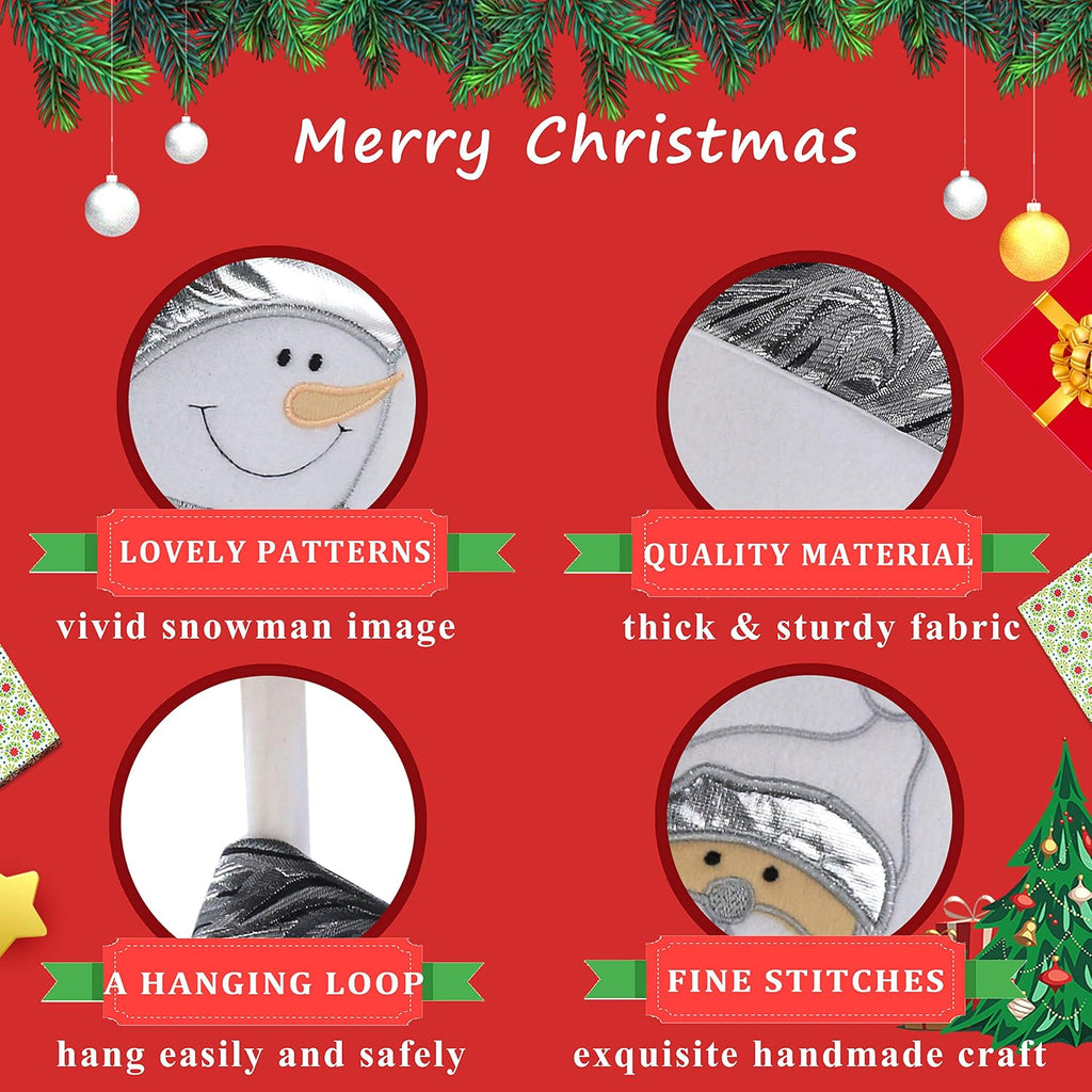 Classic White Silvery Christmas Stockings Santa, Snowman Xmas Character Fireplace Hanging Stockings 17 - Set of 2