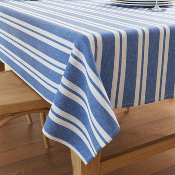 XO Cotton Tablecloth Rectangular 56"x72" Franca Blue Stripes