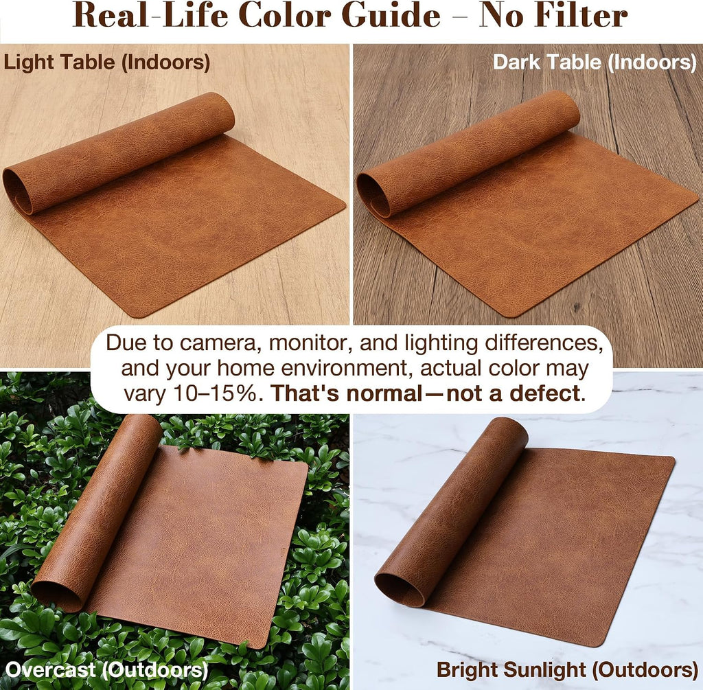 Faux Leather Placemats, Vinyl Placemats Heat Resistant - Set of 4