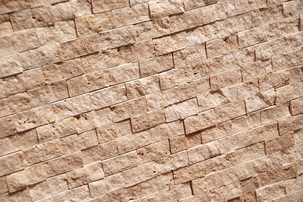 Light 1 X 2 Split Face Travertine Mosaic Tile