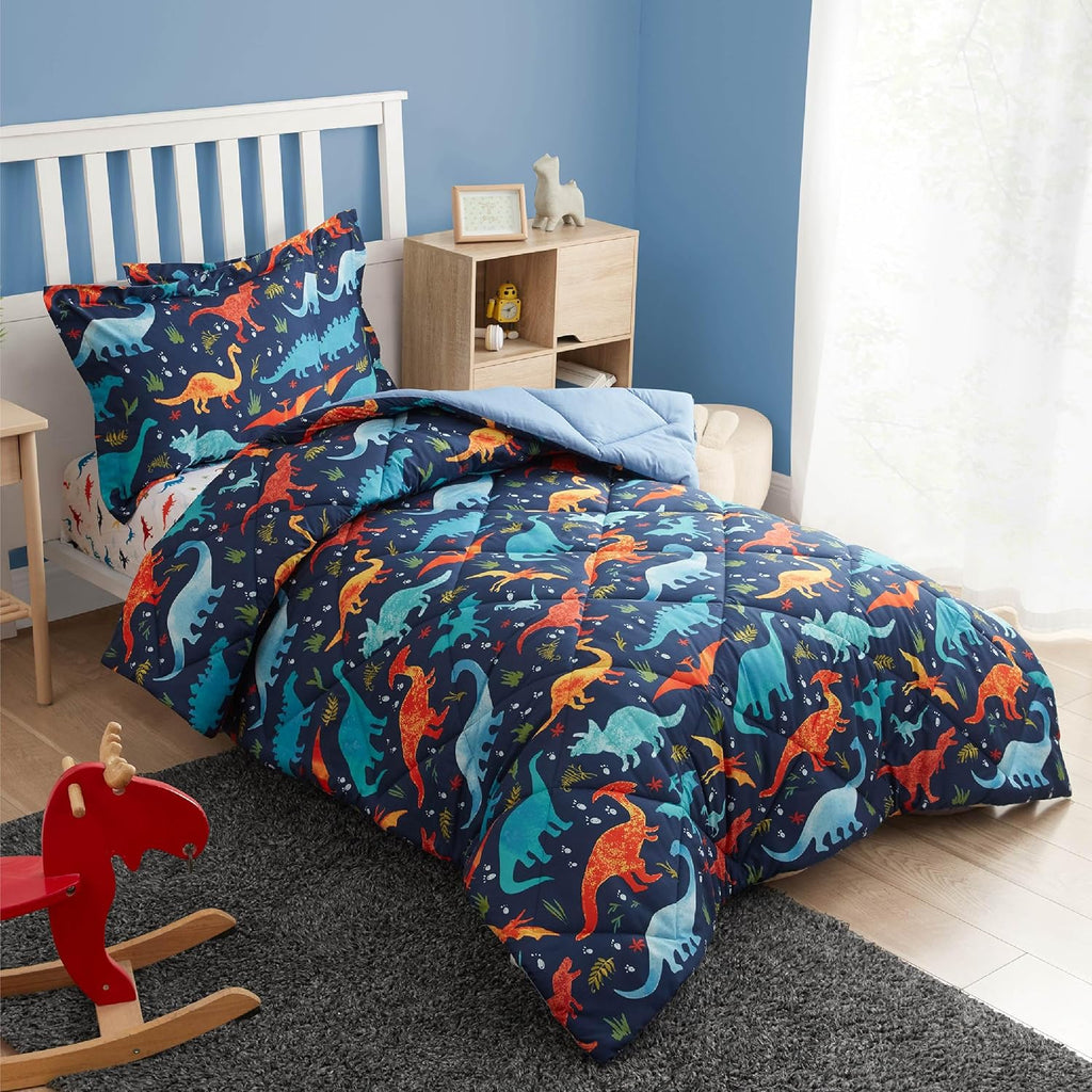 Twin Dinosaur Kids Bedding Set for Boys, 2 Pieces Twin Dinosaur Kids Comforter Sets for Boys, Super Soft Lightweight