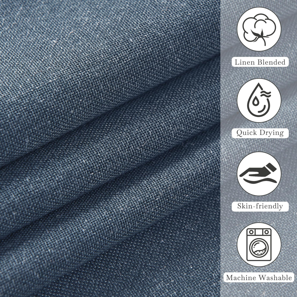 Linen Fabric Sets -Button Hole Waterproof Lightweight Washable Privacy Shower Curtains for Bathtub with 12 Metal