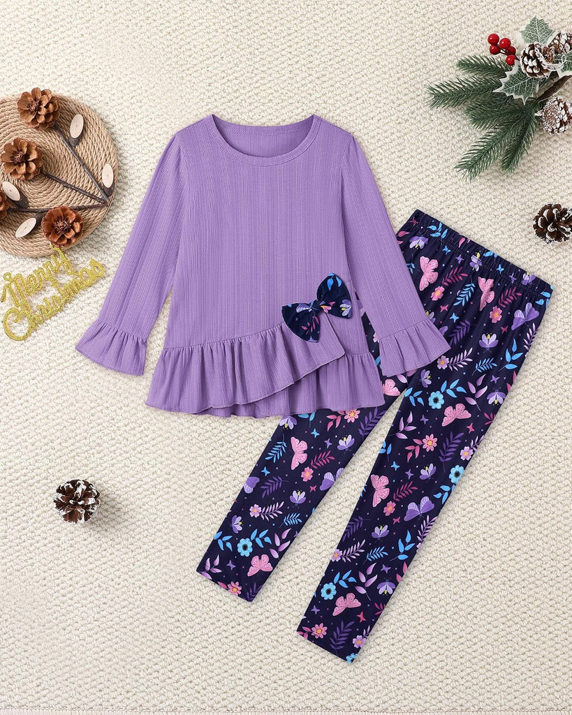 Toddler Girl Clothes Girls Fall Outfits Ruffle Top Floral Pants