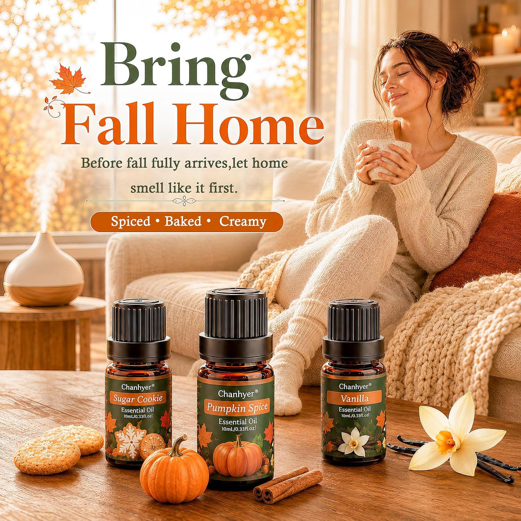 Autumn Fall Essential Oils Set for Diffusers 6 x 10 ml - Set of 6