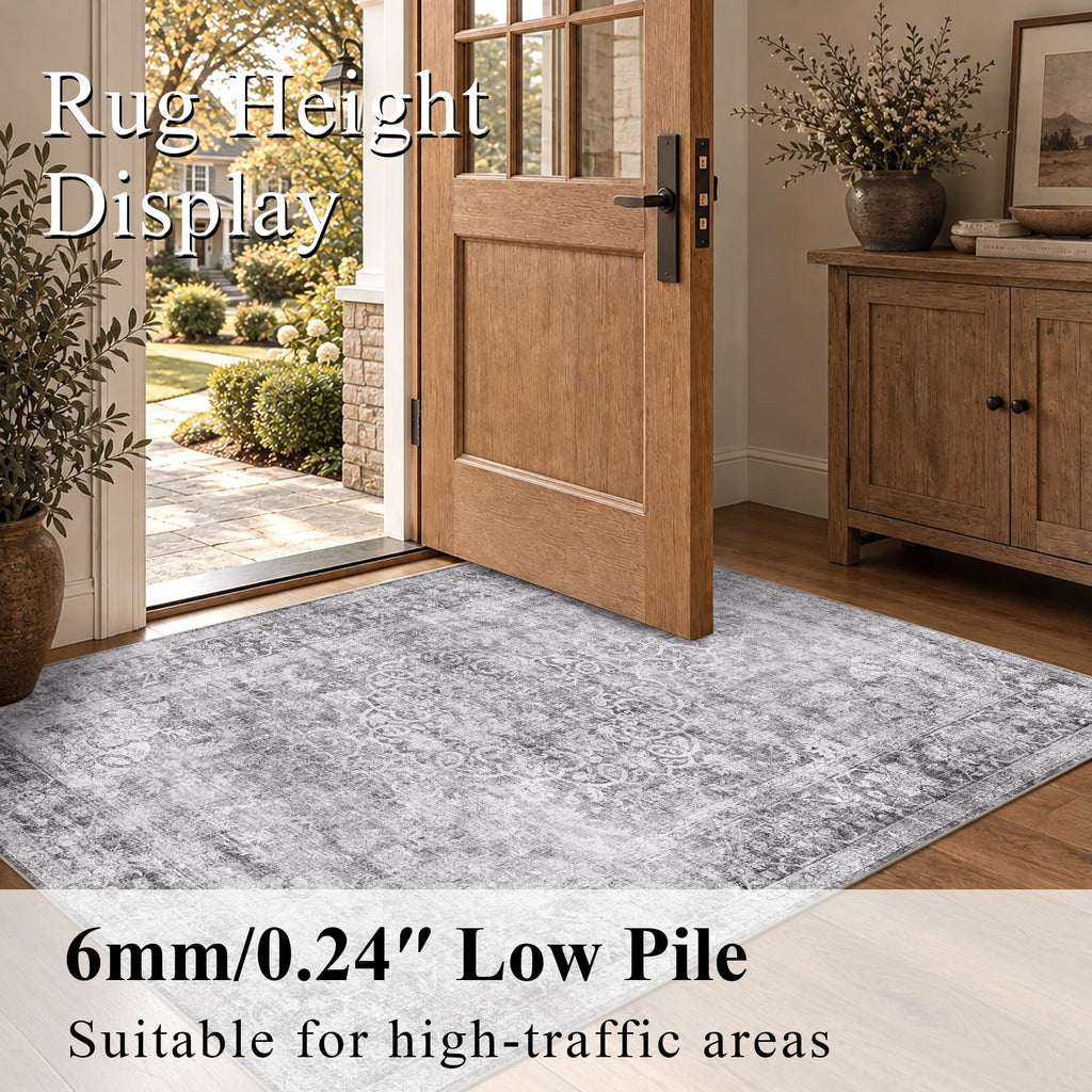 2x6 Vintage Washable Kitchen Runner Rug, Non-Slip Floor Mat