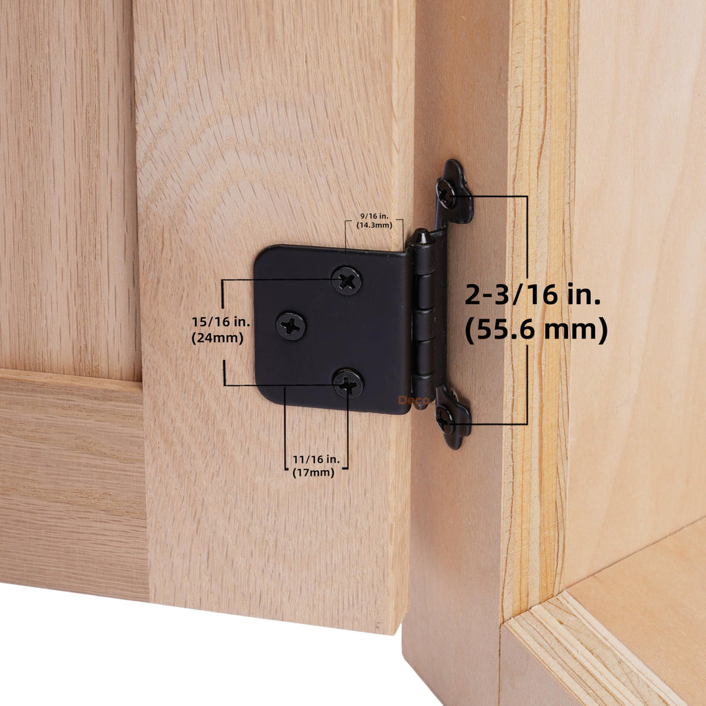 Free Swinging (Non Self-Closing) Overlay Cabinet Hinges Black - 50 Pack (25 Pairs) Cabinet Doors - Matte Black