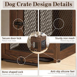Dog Crate Furniture,Wooden Dog Crate End Table with Storage Drawer&Cushion&Tray