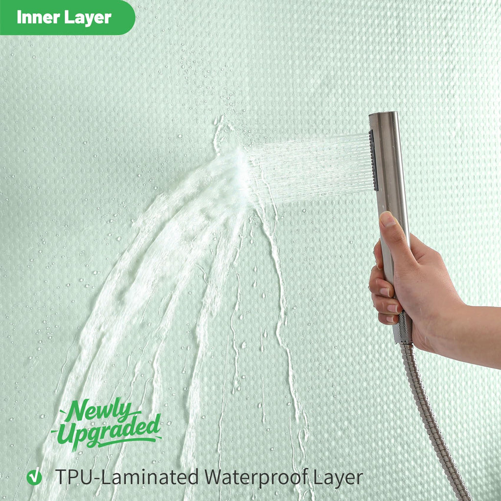 No Hook Waffle Shower Curtain, No Liner Needed, 71x80 Inch, Mint Green