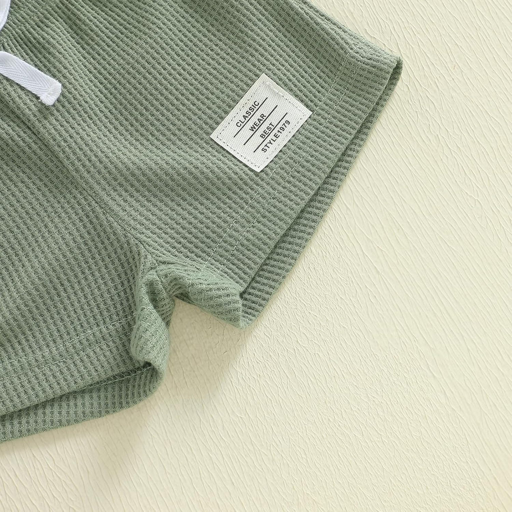 Baby Boy Summer Clothes Contrast Color Sleeveless Tops Elastic Waist Shorts Toddler Outfits Cute Set