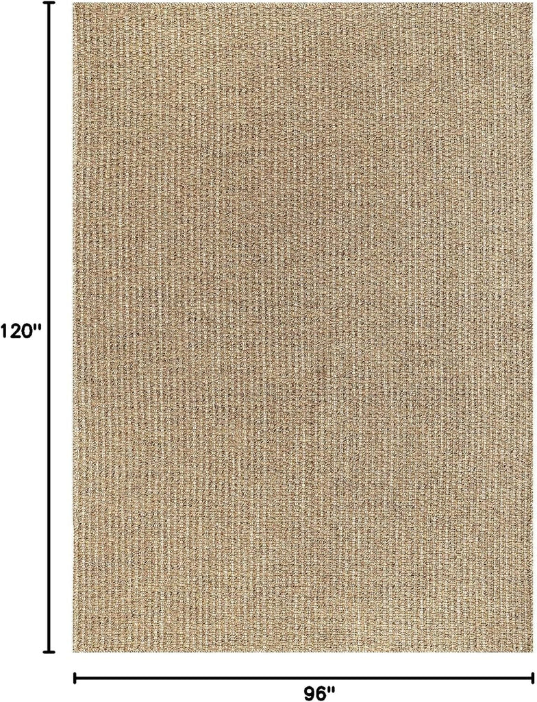 Easy Jute Rugs 8x10 Natural Color Living Room Indoor Outdoor Area Rug Farmhouse and Kitchen Rug High Traffic Easy to