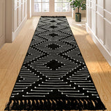 Boho Runner Rug 2x10 - Washable Long Hallway Rug with Tassels, Thin Woven Farmhouse Kitchen Runner R