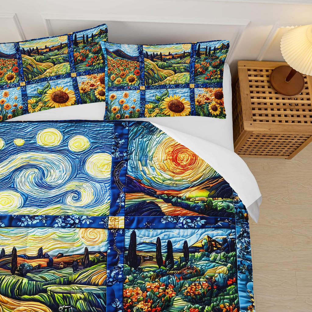 Yellow Sunflower Comforter Set, Bedding Quilts Sunflower, Rustic Farmhouse Bedroom Set Bedding