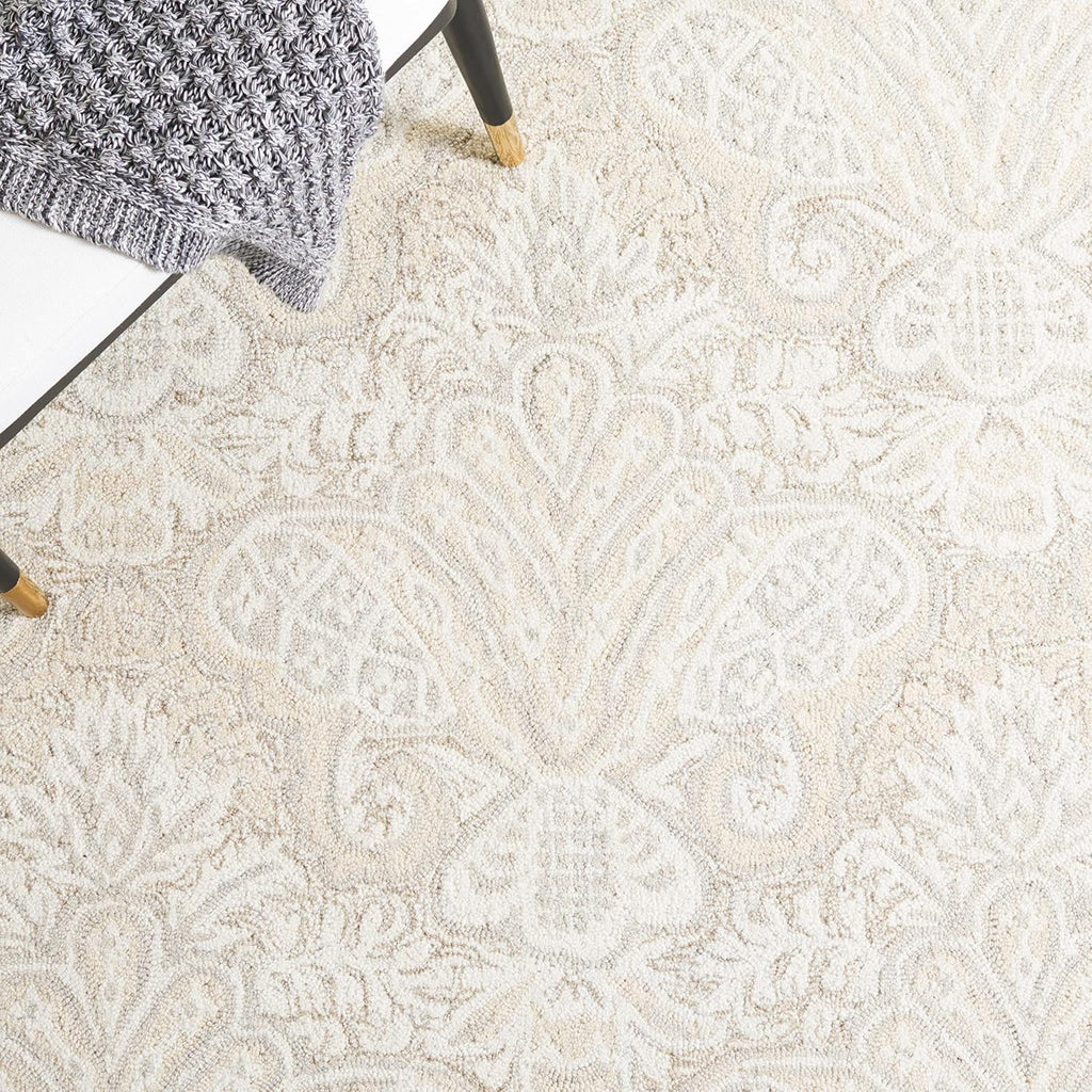 Micro-Loop Area Rug - 9' x 12', Beige, Handmade Wool