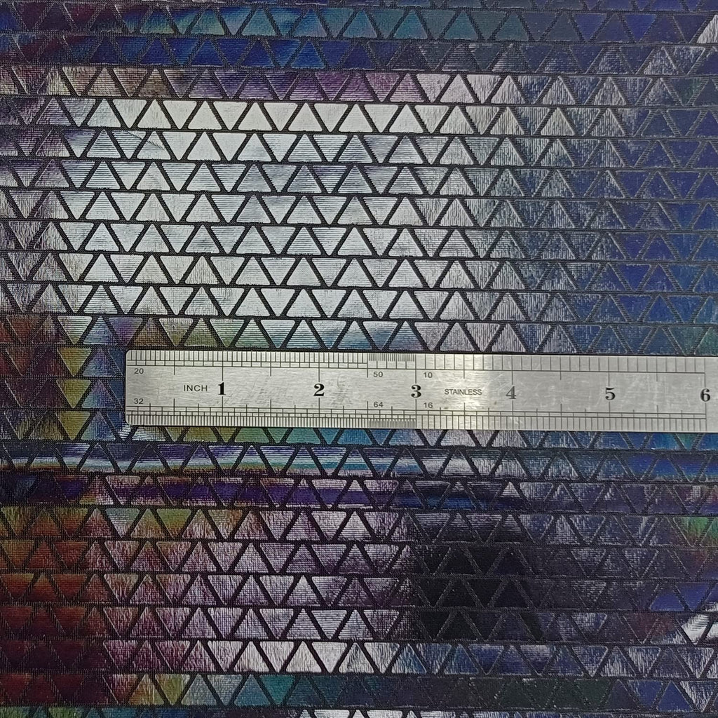 Hologram Metallic Foil Stretch Fabric Triangle Pattern(Black 1yard)