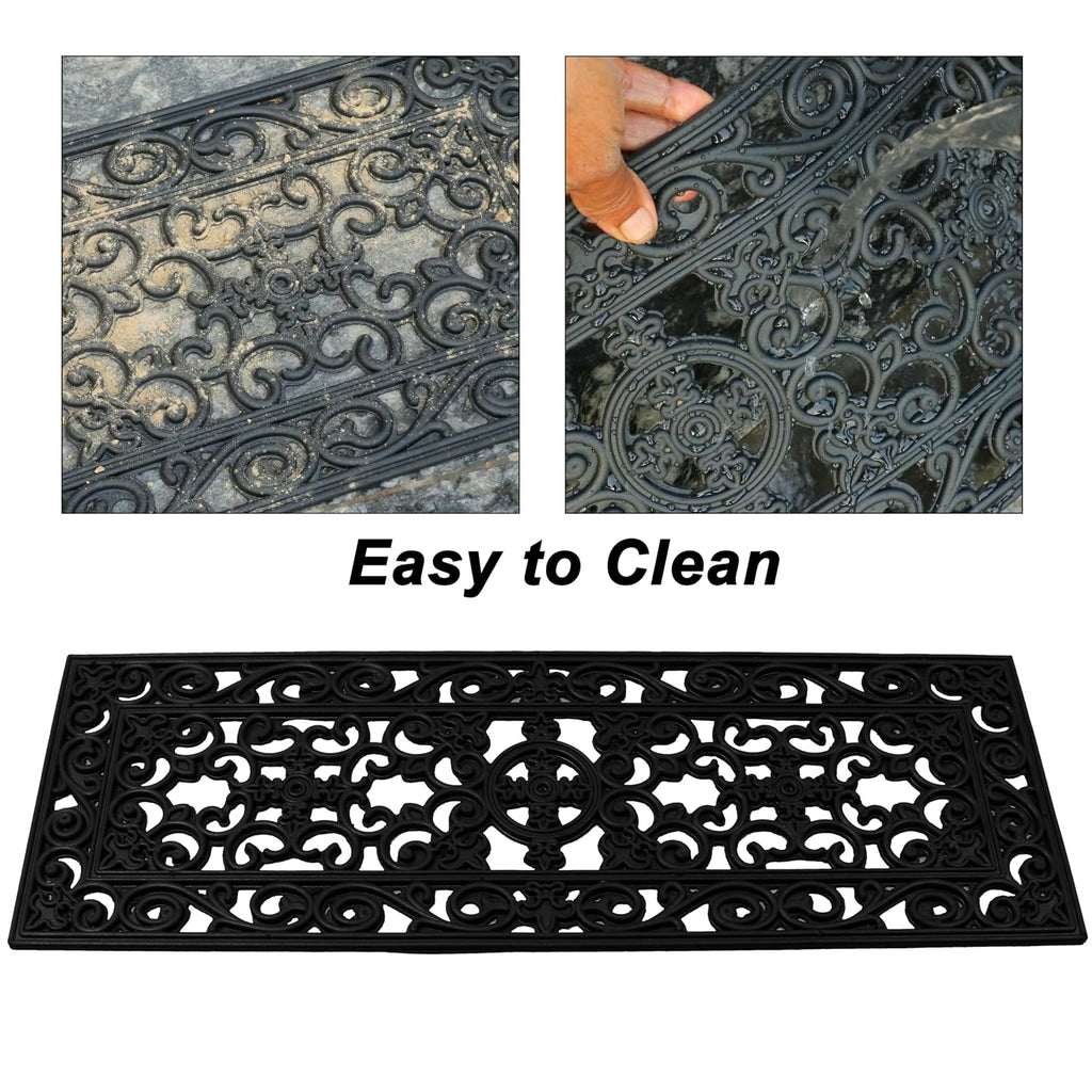 Stair Treads - 4 Pack 10x30 inch Non-Slip Rubber Stair Mats | Sturdy Heavy Duty Drainage Staircase Step Mats