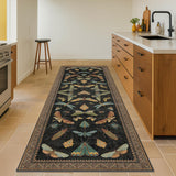 Dark Black Boho 2x10 Rug Runners for Hallways, Washable Non Slip Long Runner Rug for Kitchen, Entryw