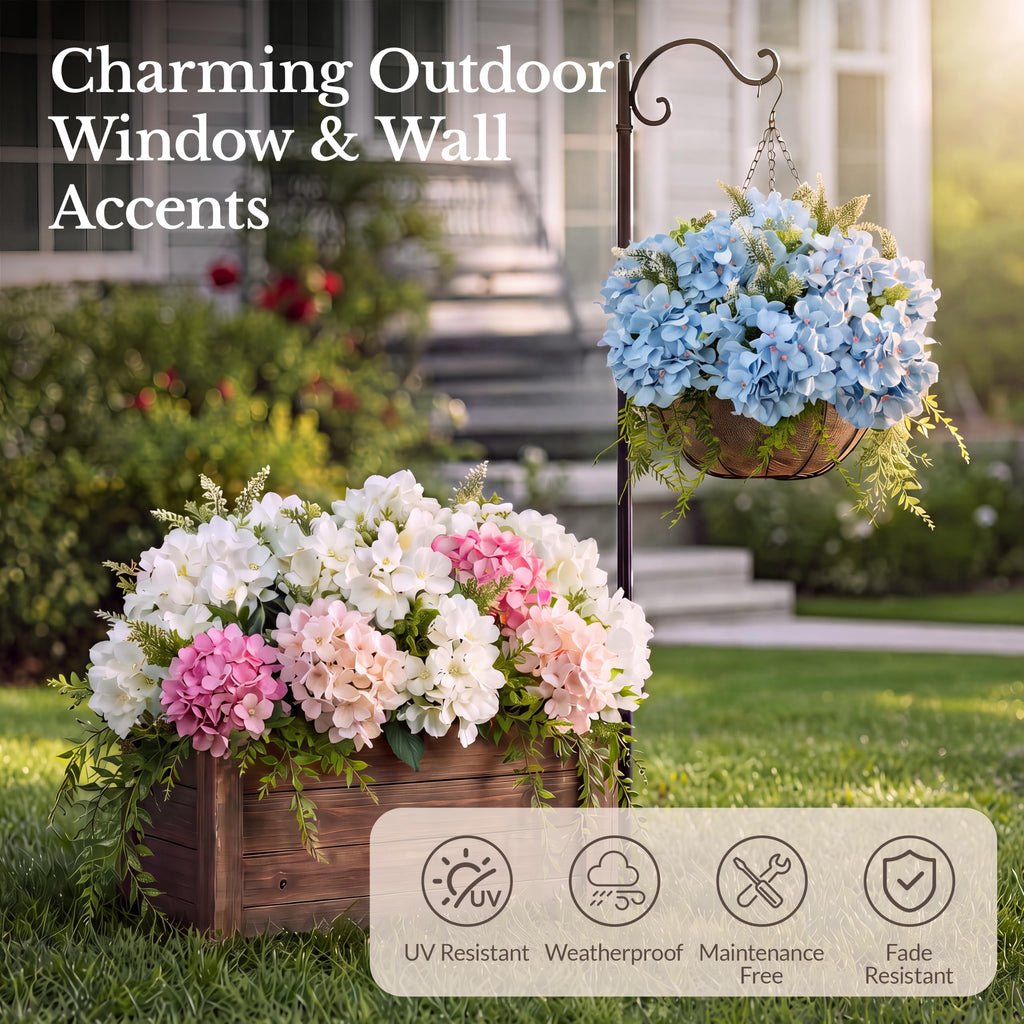 Pre-Arranged White Artificial with Greenery, UV Resistant