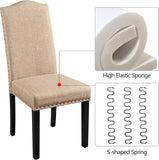 Upholstered Dining Chairs Set of 2, Modern Kitchen Chairs with Nailhead Trims and Solid Wood Legs for Dining Room