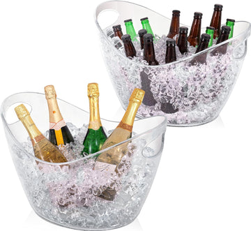 Large Clear Ice Bucket 3 Gallon(12L), Beverage Tub for Parties (2 Pack) - Set of 2