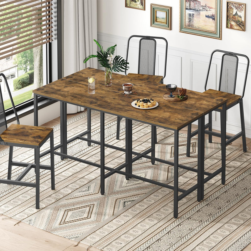 78.7" Long Bar Table, Counter Bar Height Table, High Top Table, Rectangular Hightop Bar Pub, Rustic Brown and Black