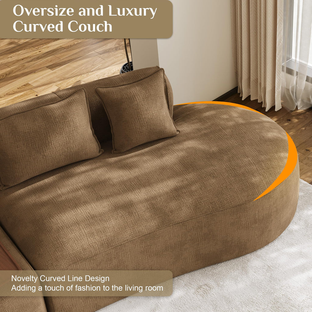 154" Oversized Sectional Sofa, Modern Luxury Plush Chenille 4-Seater Extra Deep & Wide Seat Curved Cloud Couch with