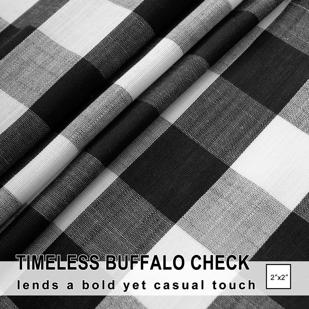 Black White Buffalo Check Valance Curtains Kitchen Plaid Window Top 52x15"