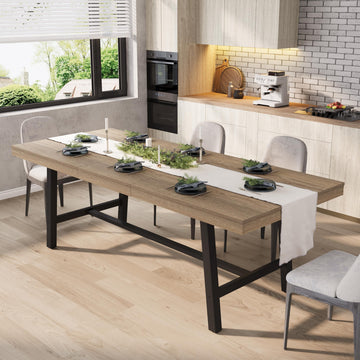63-83" Extendable Dining Table, Industrial Rectangular Dining Room Table for 6-8 People, Expandable Kitchen Table