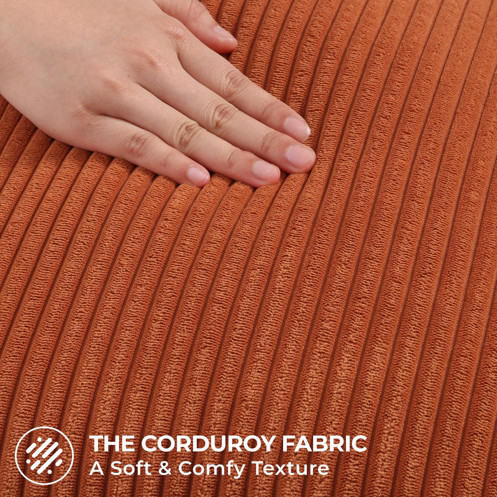 Corduroy Fall Decorative Throw Pillow Covers 20x20 Set of 2 Rust