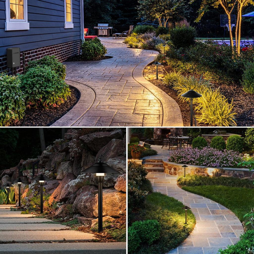 All-in-One LED Pathway Lighting Kit, 8-Pack Low Voltage Landscape Lights with Transformer and 100FT 16/2 AWG Wire