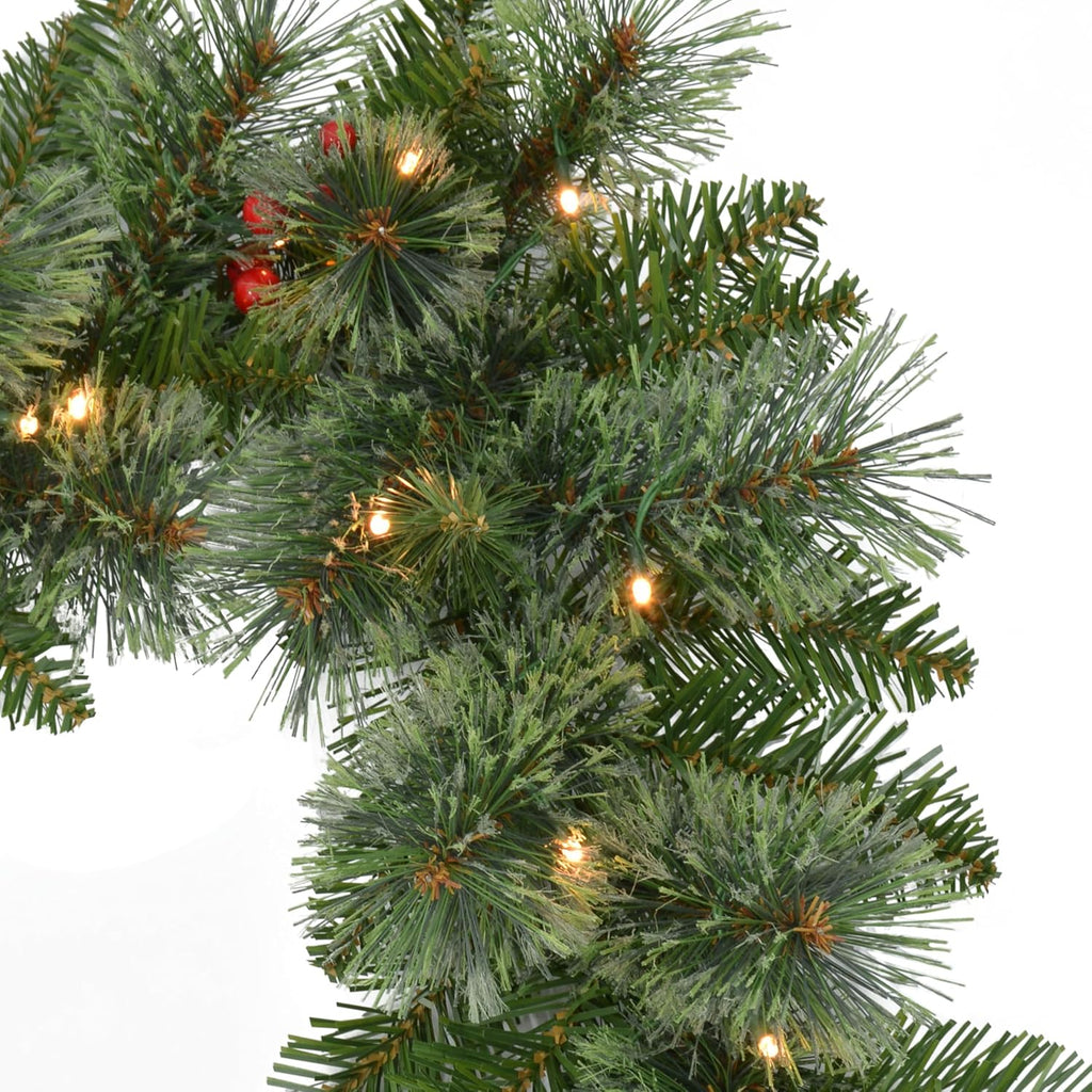 International 5-Piece Pre-Lit Artificial Christmas Décor Set Featuring 2 Trees, 1 Wreath, and 2 Garland