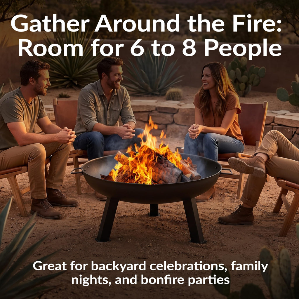 30" Heavy-Duty Cast Iron Fire Pit Bowl for Outside, Wood-Burning