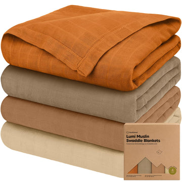 Pack Muslin Swaddle Blankets for Boys, Girls, Newborn Swaddles (Spice)